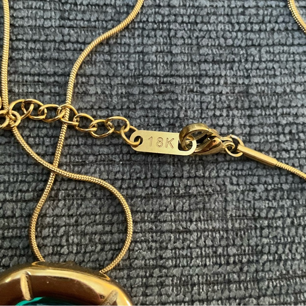 Blue Zircon Cushion Cut Crystal Necklace 18k Gold… - image 6